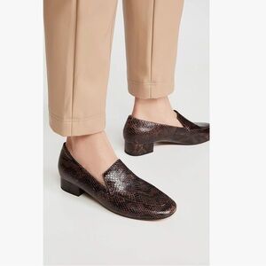 Vince Fauna leather Chocolate Brown Snakeskin Loafers NEW